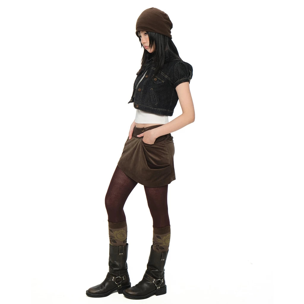 UYU.LABEL - Kuri Corduroy Asymmetrical Mini Skirt